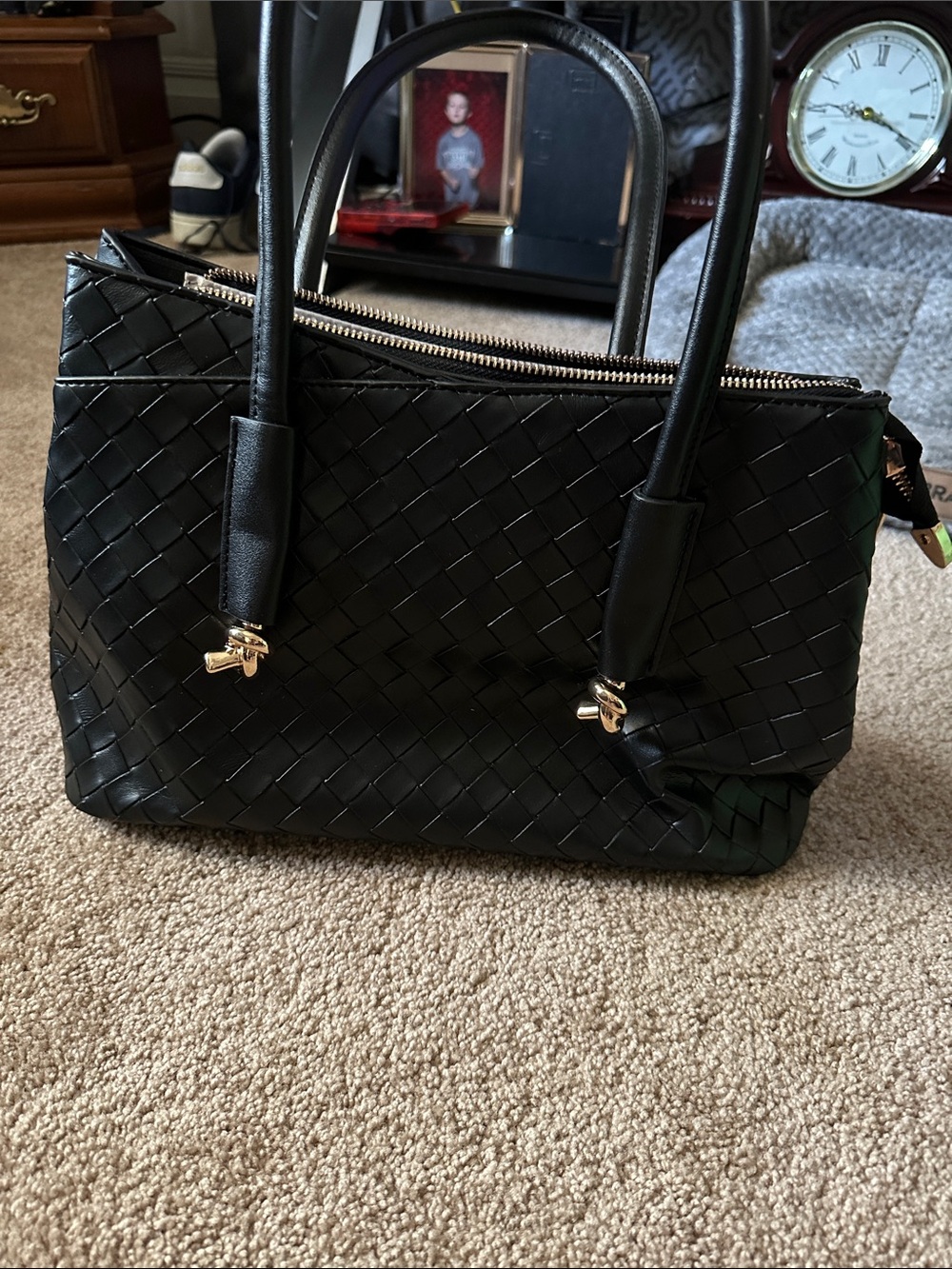 Ello black woven bag